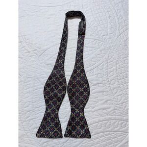 Robert Talbott‎ Bow Tie Mens Geometric Navy Blue Red Gold Silk Necktie